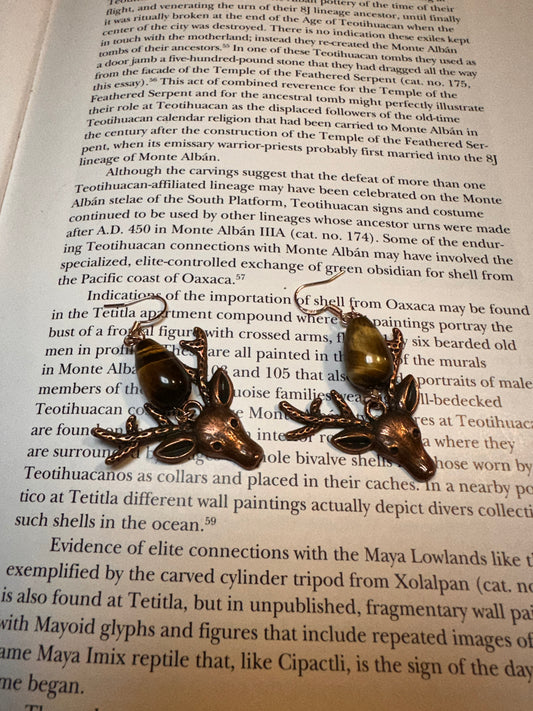 Venado and tigers eye earrings