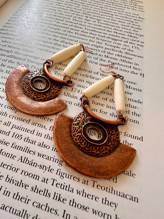 Plate and bone earrings