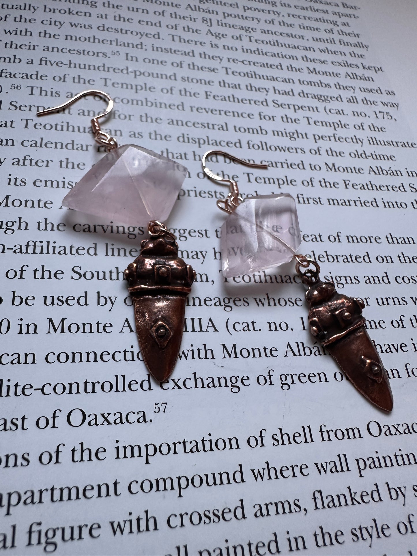 Faceted rose quartz earrings