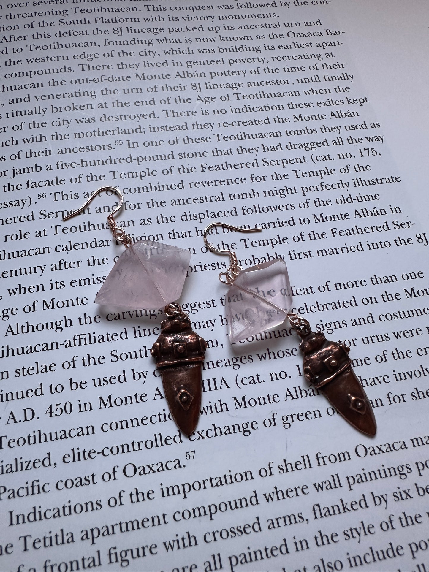 Faceted rose quartz earrings