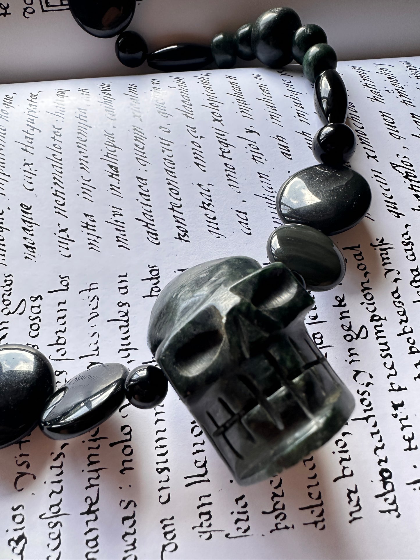 Jade Skull obsidian necklace