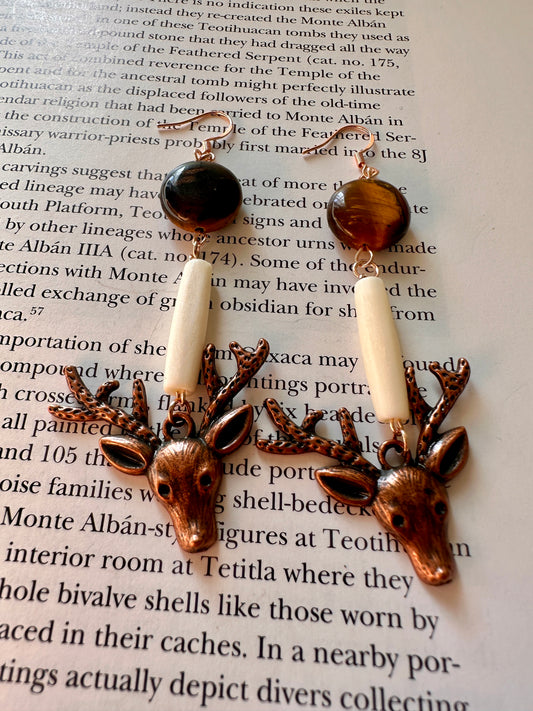 Venado and tigers eye earrings