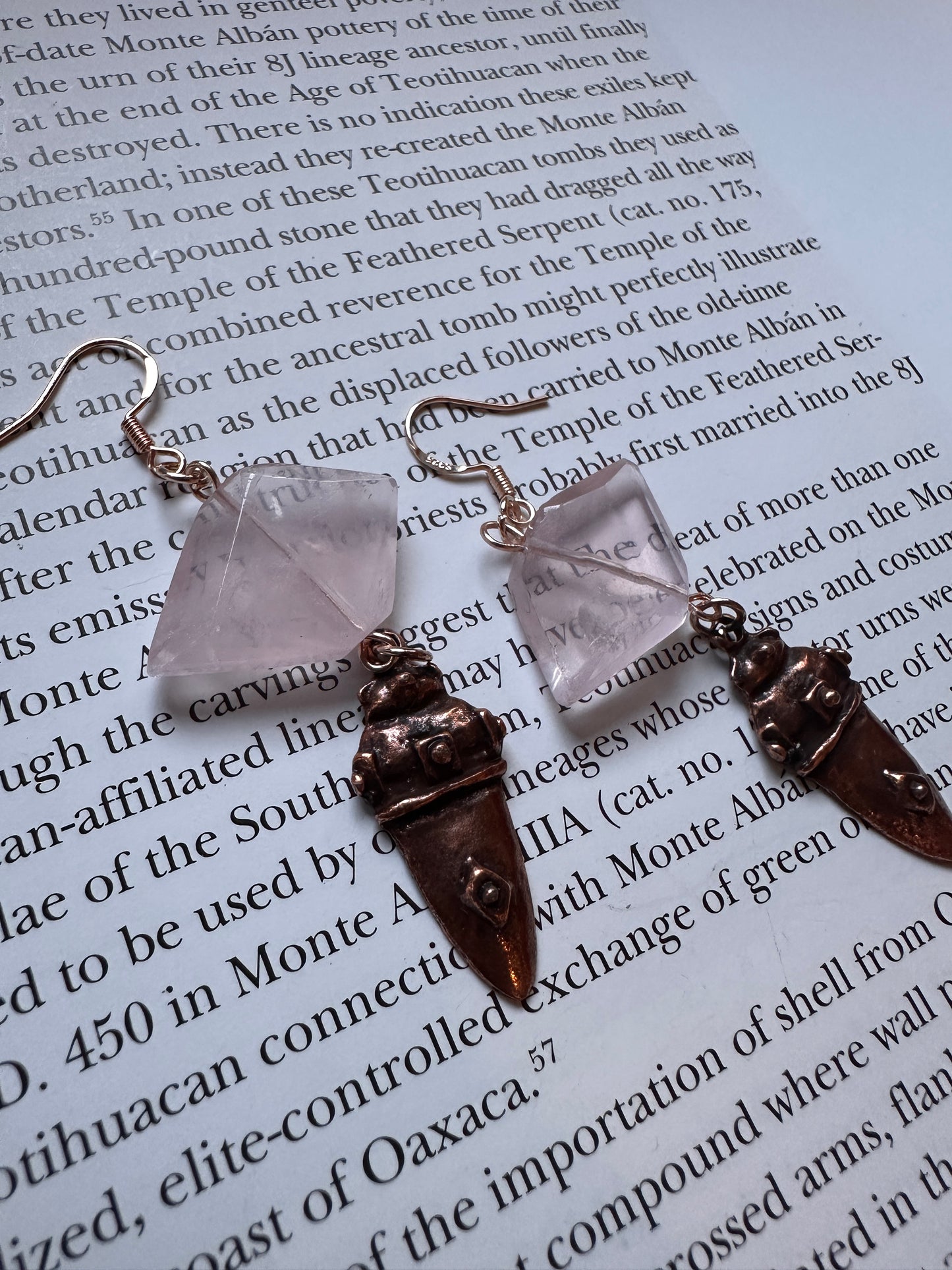 Faceted rose quartz earrings