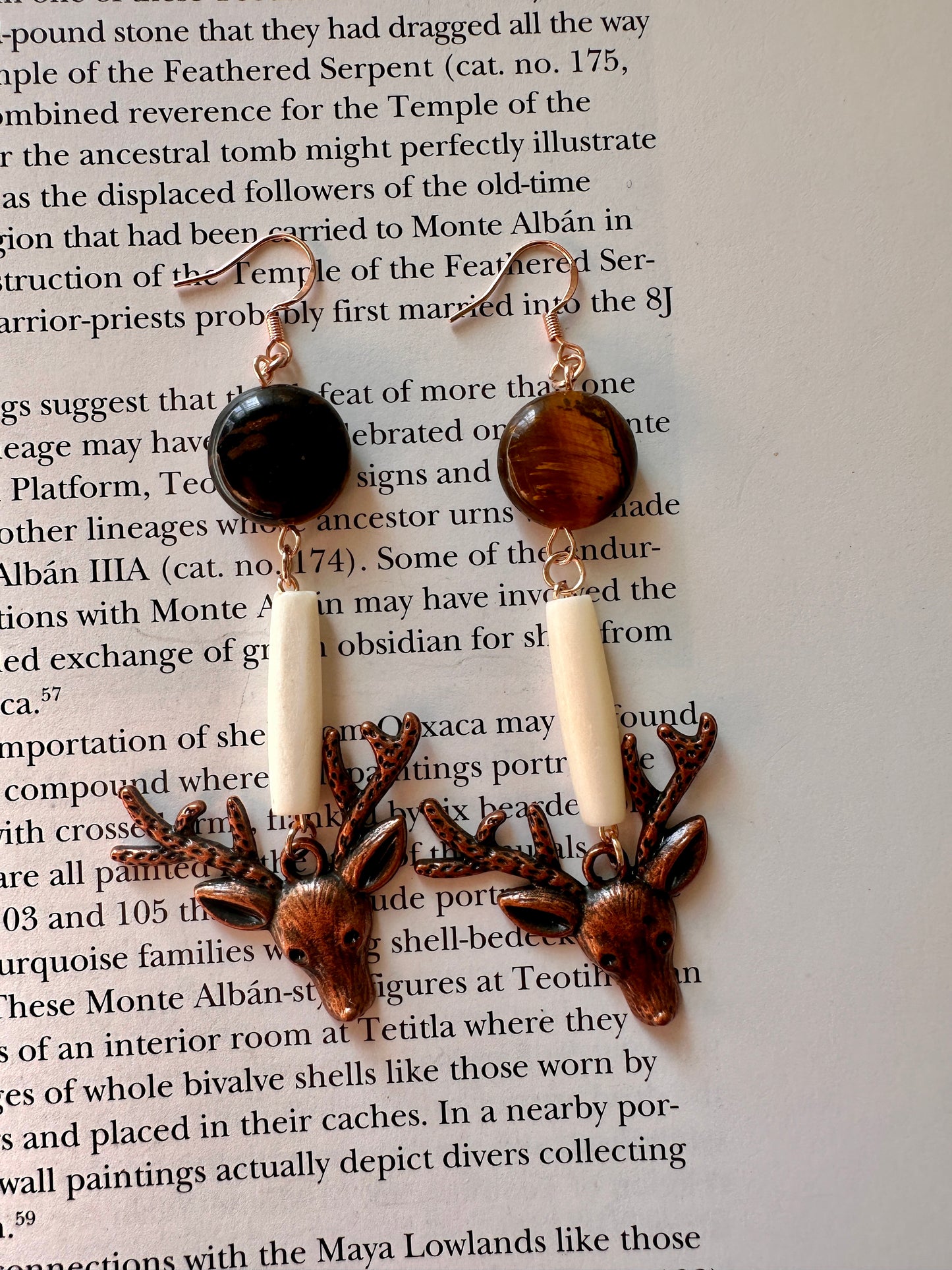 Venado and tigers eye earrings