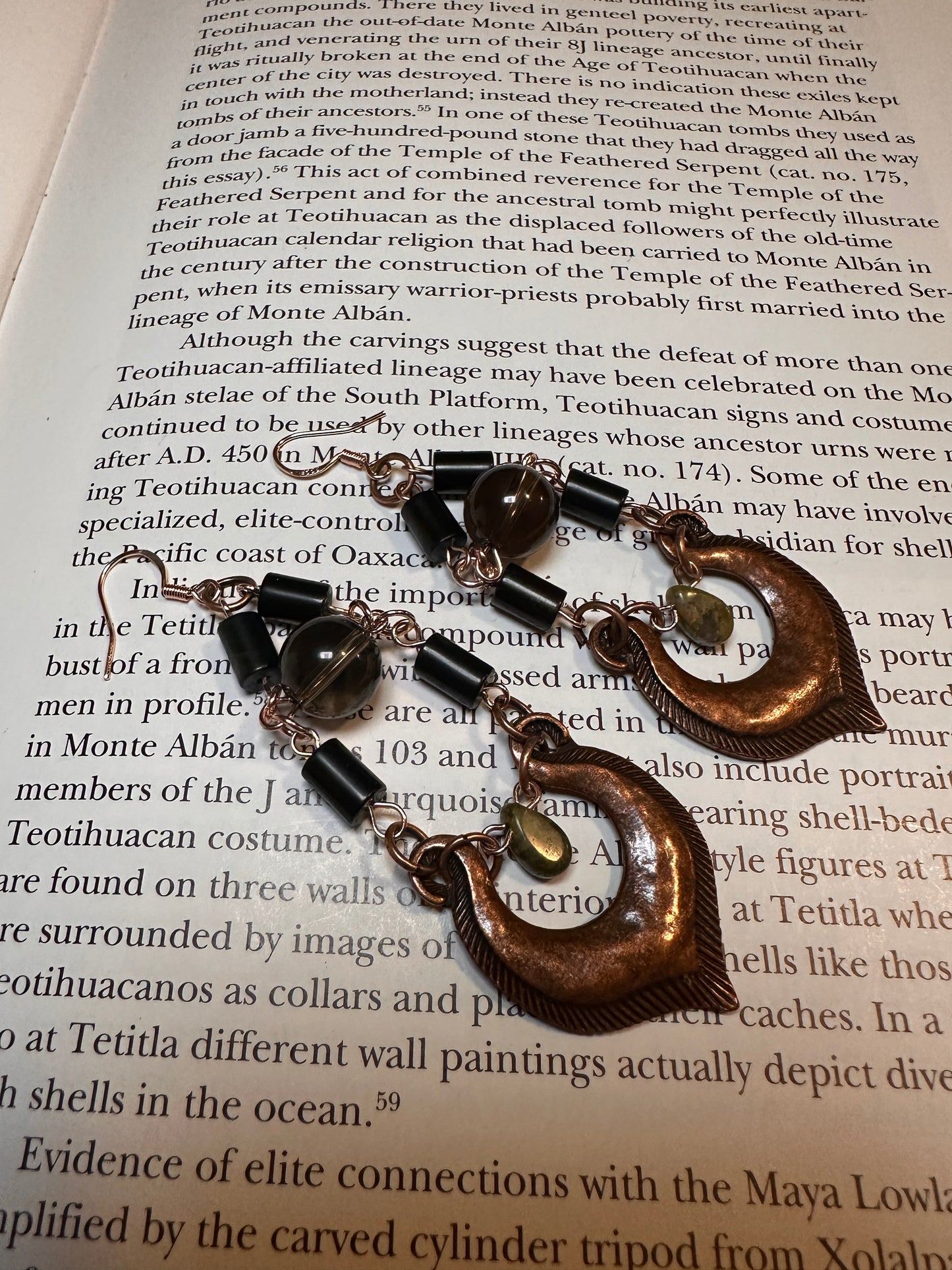 Obsidian smoky quartz earrings