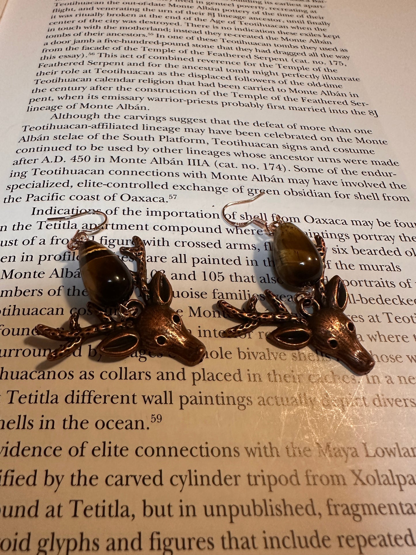 Venado and tigers eye earrings