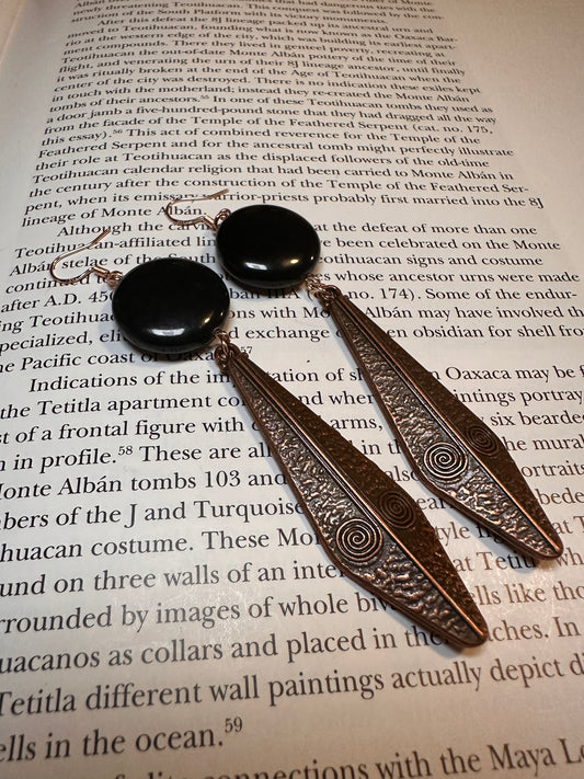 Obsidian mirror earrings